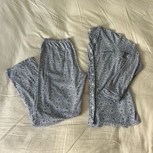 Secret Treasures Blue and White Floral Pajama Set - Cute for Winter